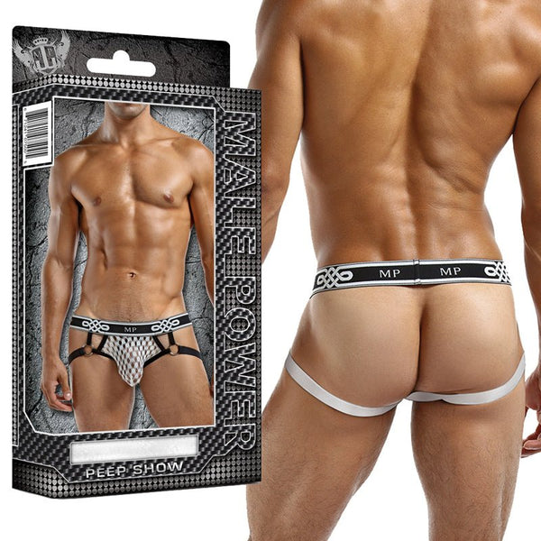 Male Power Peep Show Jock Ring Small/Medium (White) - Royal Sins