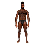 Male Power Sassy Lace Bikini Solid Pouch Black L - Royal Sins