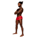 Male Power Sassy Lace Mini Short Sheer Pouch Red S - Royal Sins