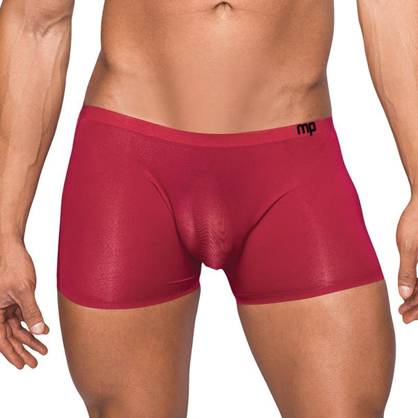 Male Power Seamless Sleek Sleek Short w/sheer pouch Wine Small - Royal Sins