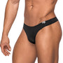 Male Power Seamless Sleek Sleek Thong w/sheer pouch Black SM - Royal Sins