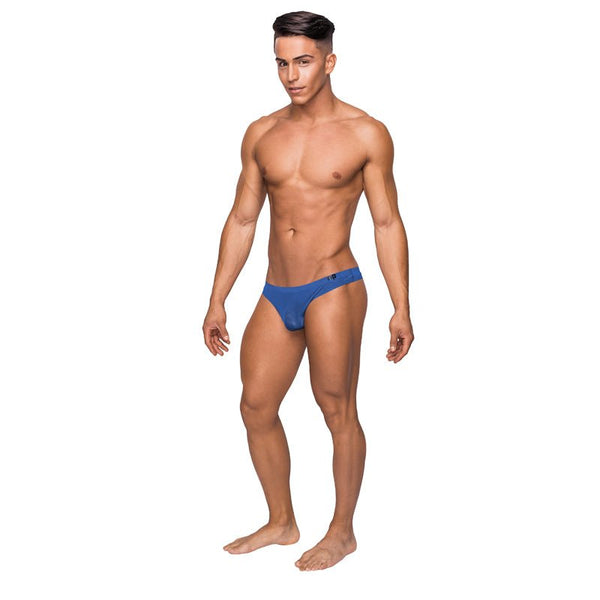 Male Power Seamless Sleek Thong Blue Sheer Pouch SM - Royal Sins