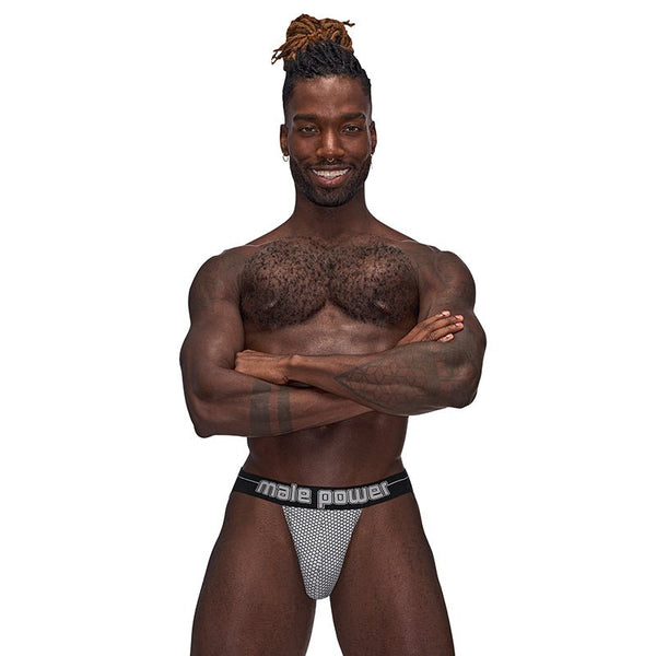 Male Power Sexagon Strappy Ring Jock Gray L/XL - Royal Sins