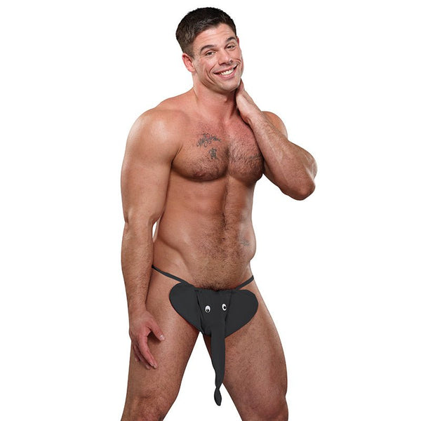Male Power Squeaker Elephant G - String Black O/S - Royal Sins