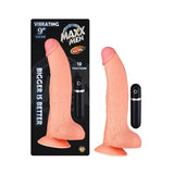 Maxx Men Vibrating 9in. Real Skin Curved Dong With Balls & Suction Cup (Ivory) - Royal Sins