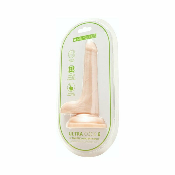 Me You Us Ultra Cock 6 in. Realistic Dual Density Dildo with Balls Vanilla - Royal Sins