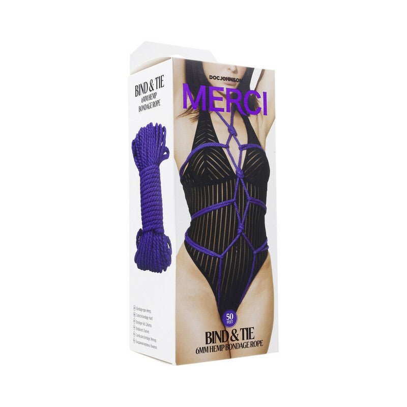 Merci Bind & Tie 6mm Hemp Bondage Rope 50 ft. Violet - Royal Sins
