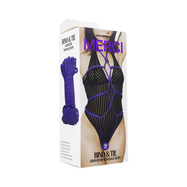 Merci Bind & Tie 6mm Hemp Bondage Rope 50 ft. Violet - Royal Sins