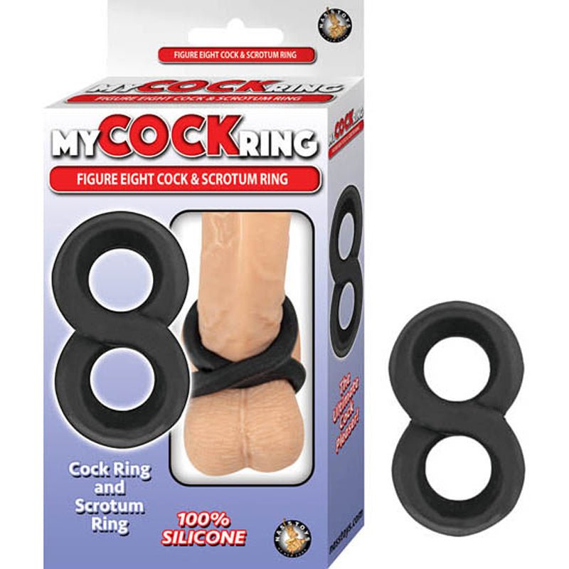 My Cockring Figure Eight Cock & Scrotum Ring Black - Royal Sins