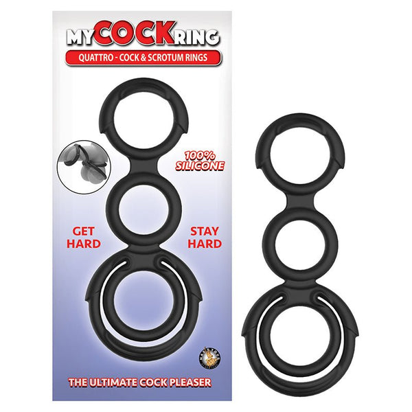 My Cockring Quattro Cock & Scrotum Rings Black - Royal Sins