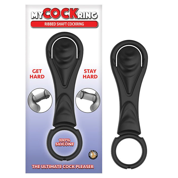 My Cockring Ribbed Shaft Cockring Black - Royal Sins