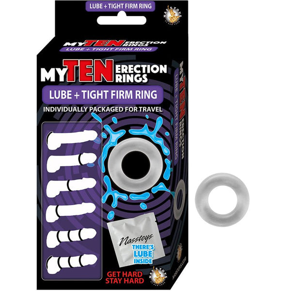 My Ten Erection Rings Tight Firm With Lube Clear - Royal Sins