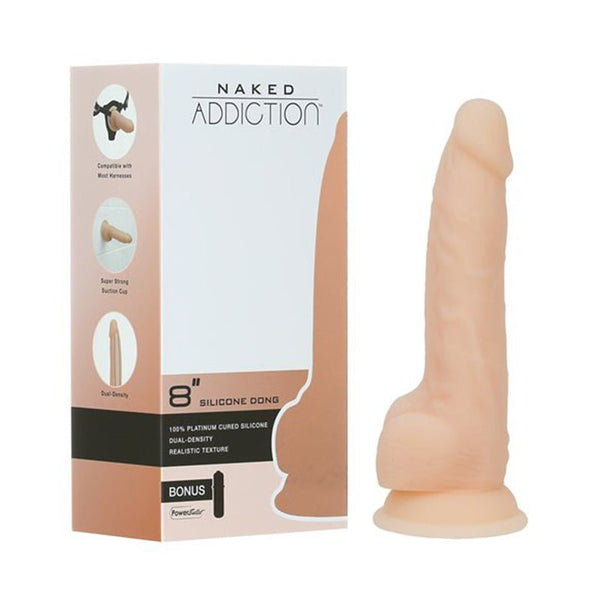 Naked Addiction Dual - Density Silicone Dildo 8in Vaniila - Royal Sins
