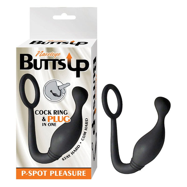 Nasstoys Butts Up P - Spot Pleasure Silicone Cock Ring & Anal Plug Black - Royal Sins