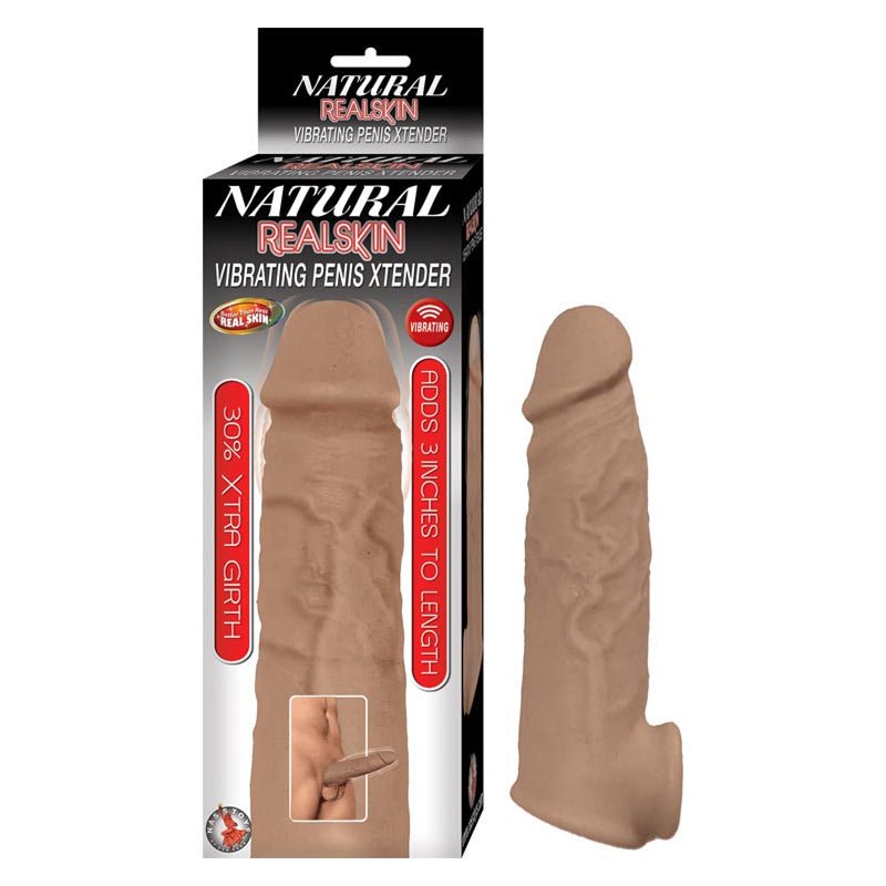 Natural Realskin Vibrating Penis Xtender - Brown - Royal Sins