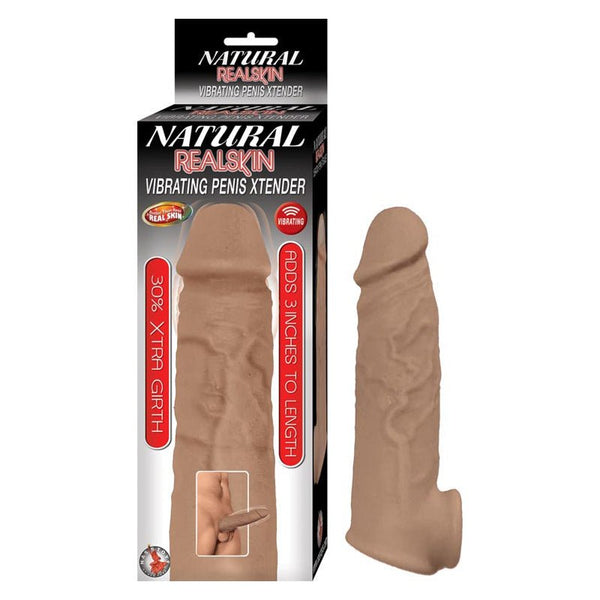 Natural Realskin Vibrating Penis Xtender - Brown - Royal Sins