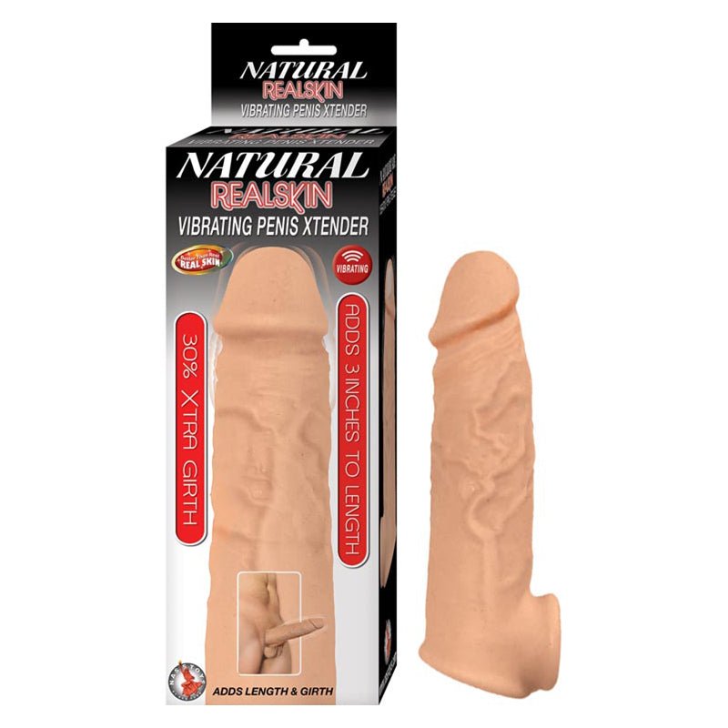 Natural Realskin Vibrating Penis Xtender - White - Royal Sins