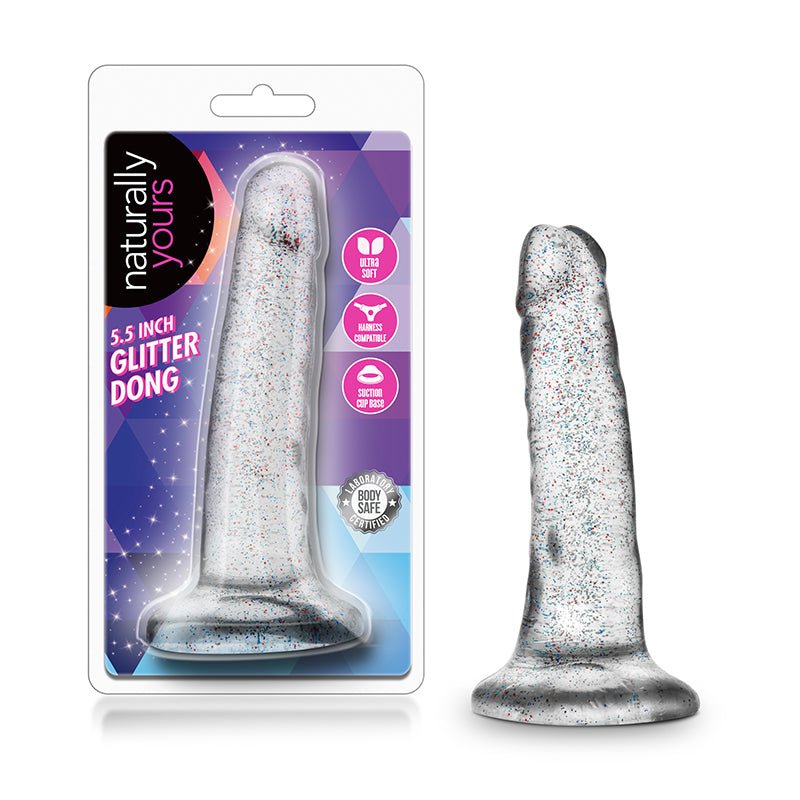 Naturally Yours 5.5 in. Glitter Dong Realistic Dildo Sparkling Clear - Royal Sins