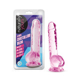 Naturally Yours Crystalline 8 in. Dildo with Balls Rose - Royal Sins