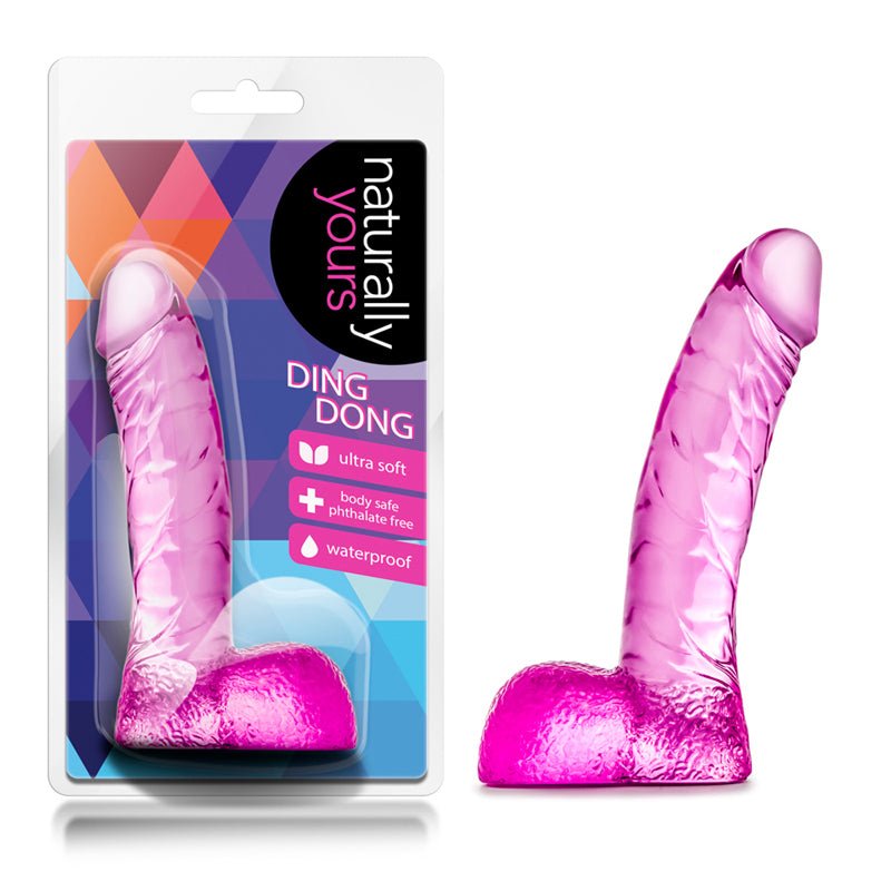 Naturally Yours Ding Dong Realistic 5.5 in. Dildo with Balls Pink - Royal Sins