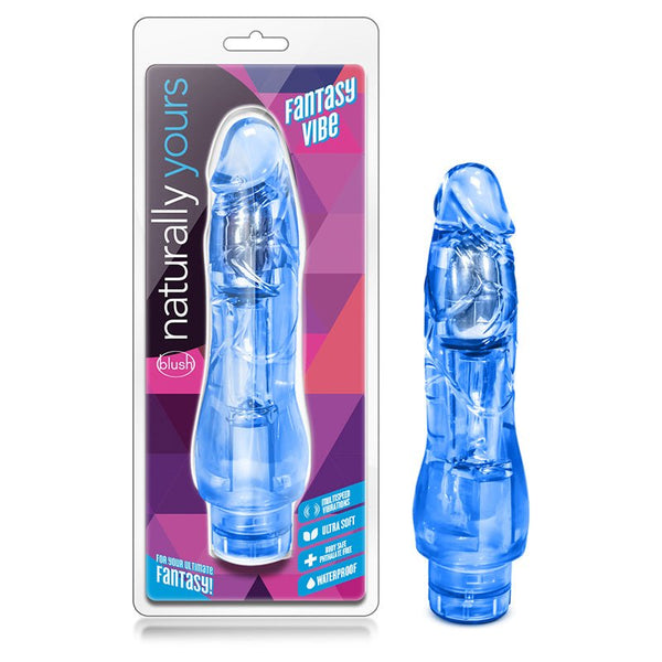 Naturally Yours Fantasy Vibe Realistic 8.5 in. Vibrating Dildo Blue - Royal Sins