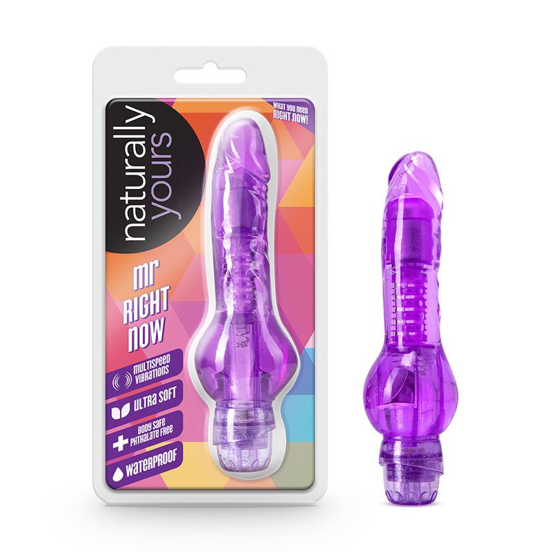 Naturally Yours Mr. Right Now 6.5 in. Vibrating Dildo Purple - Royal Sins