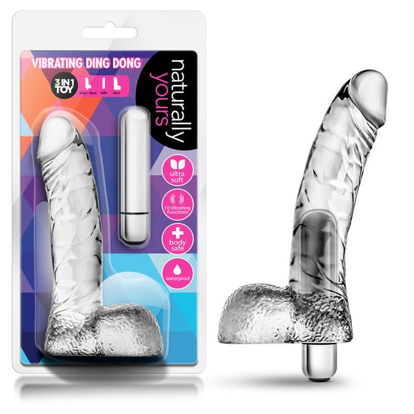 Naturally Yours Vibrating Ding Dong with Balls 6.5 in. Clear - Royal Sins