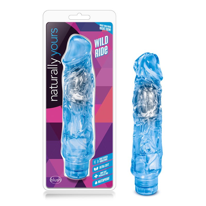 Naturally Yours Wild Ride Realistic 9 in. Vibrating Dildo Blue - Royal Sins