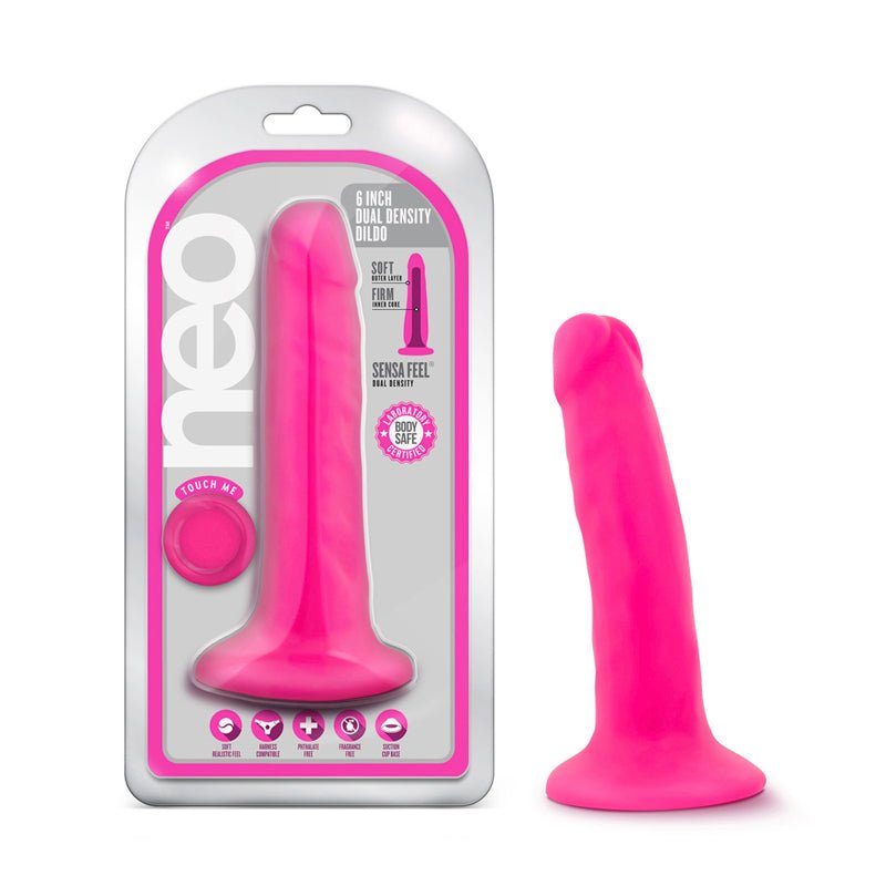 Neo 6 in. Dual Density Dildo Neon Pink - Royal Sins
