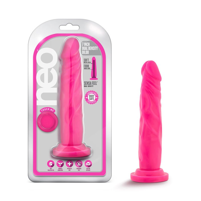 Neo 7.5 in. Dual Density Dildo Neon Pink - Royal Sins
