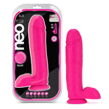 Neo Elite 10 in. Silicone Dual Density Dildo with Balls Neon Pink - Royal Sins