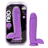 Neo Elite 10 in. Silicone Dual Density Dildo with Balls & Suction Cup Neon Purple - Royal Sins