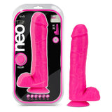 Neo Elite 11 in. Silicone Dual Density Dildo with Balls Neon Pink - Royal Sins