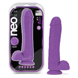 Neo Elite 11 in. Silicone Dual Density Dildo with Balls Neon Purple - Royal Sins