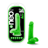 Neo Elite 6 in. Silicone Dual Density Dildo with Balls Neon Green - Royal Sins