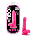 Neo Elite 6 in. Silicone Dual Density Dildo with Balls Neon Pink - Royal Sins