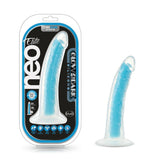 Neo Elite Glow in the Dark Prysm 7 in. Silicone Dual Density Dildo Neon Blue - Royal Sins