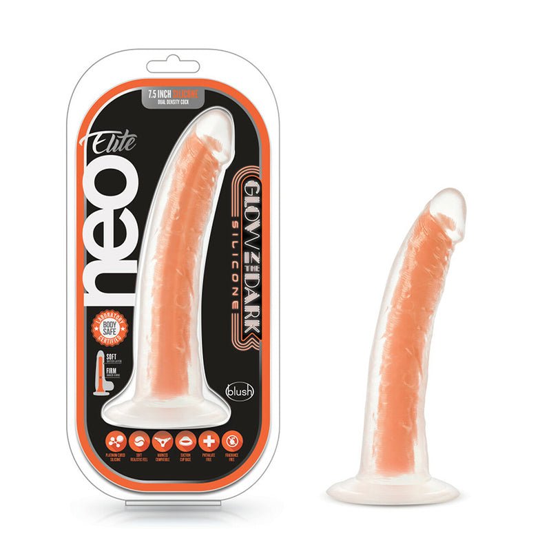 Neo Elite Glow in the Dark Viper 7 in. Dual - Density Dildo Neon Orange - Royal Sins