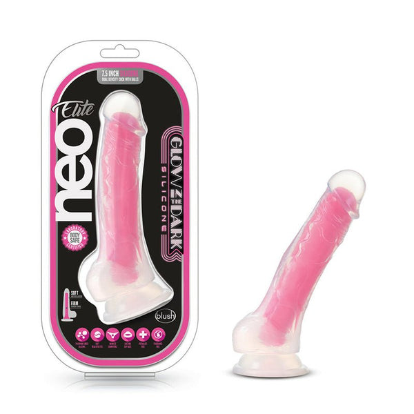 Neo Elite Glow in the Dark Viper 7 in. Dual - Density Dildo Neon Pink - Royal Sins