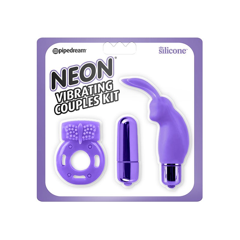 Neon 3 - Piece Silicone Vibrating Couples Kit Purple - Royal Sins