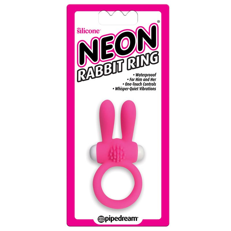 Neon Rabbit Ring Vibrating Silicone Cockring With Ears Pink - Royal Sins