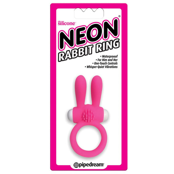 Neon Rabbit Ring Vibrating Silicone Cockring With Ears Pink - Royal Sins