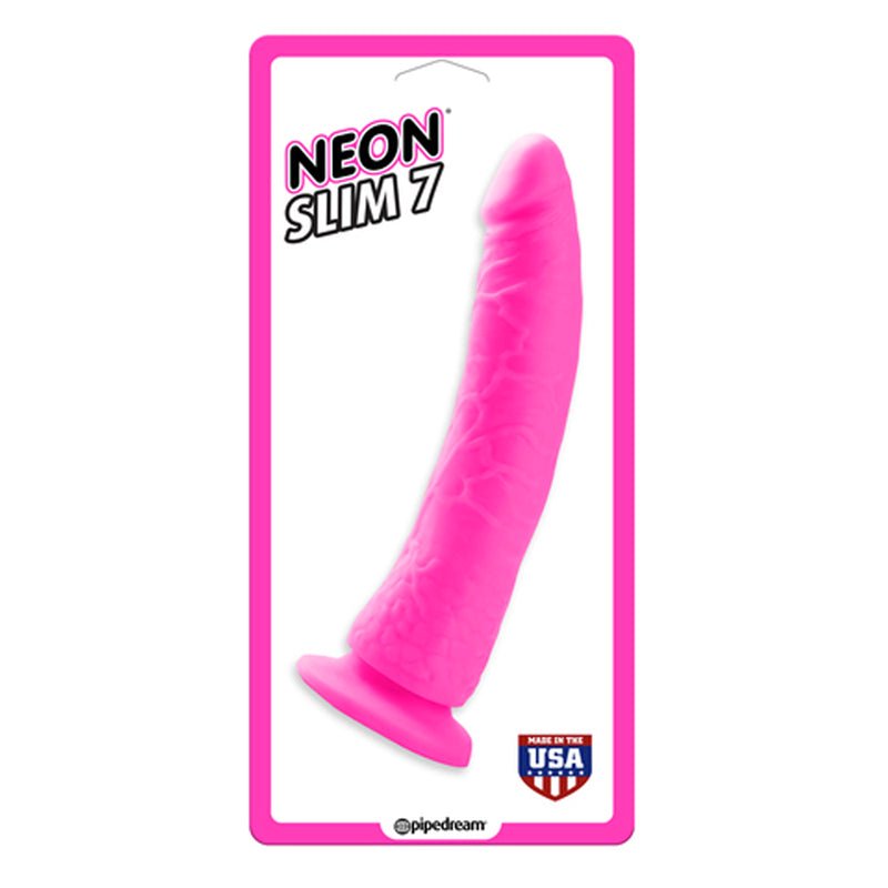 Neon Slim 7 Realistic 7 in. Dildo With Suction Cup Pink - Royal Sins