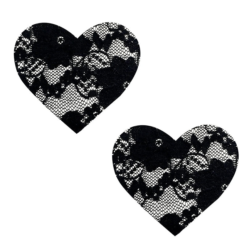 Neva Nude Pasty Heart Lace Black - Royal Sins