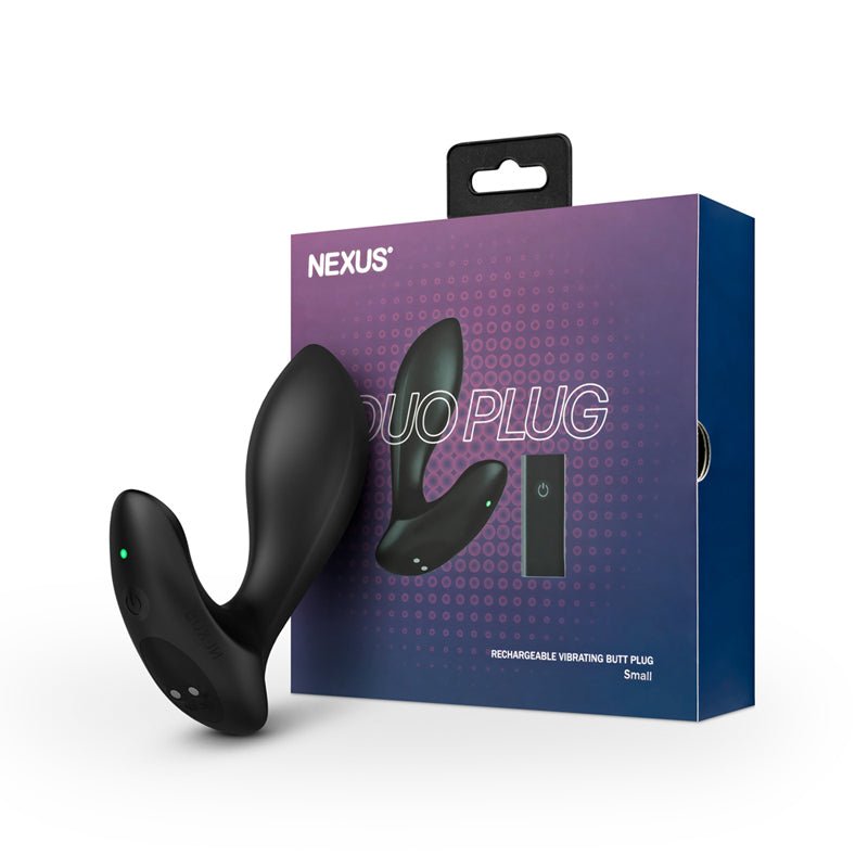Nexus Duo Plug Rechargeable Remote - Controlled Vibrating Silicone Anal Plug Black - Royal Sins