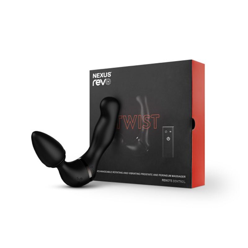 Nexus Revo Twist Waterproof Remote Control Interchangeable Rotating and Vibrating Massager Black - Royal Sins