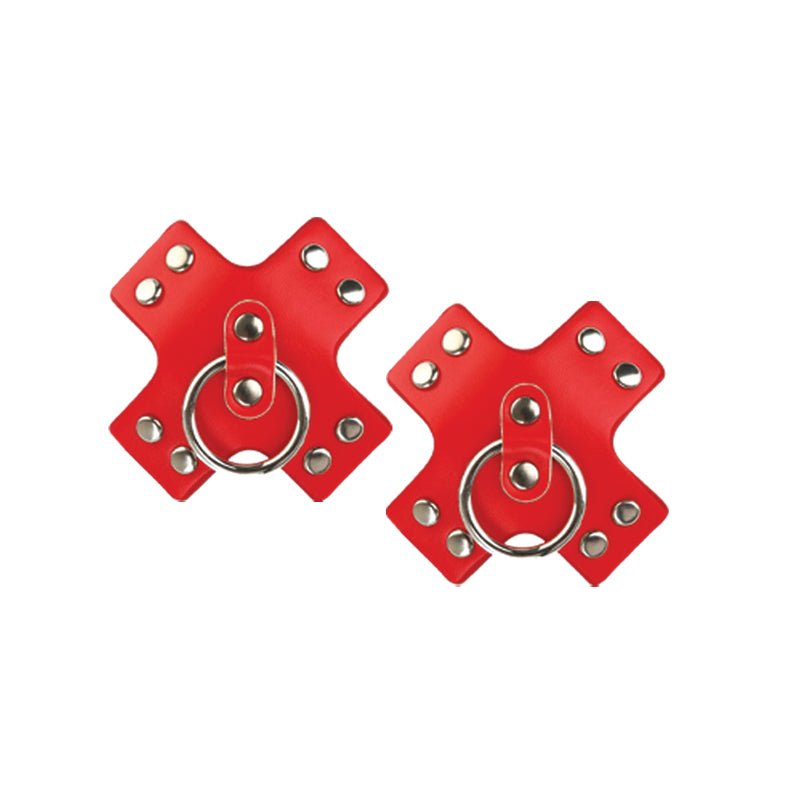 Nipplicious Seducer Leather Pasties With Ring Red - Royal Sins