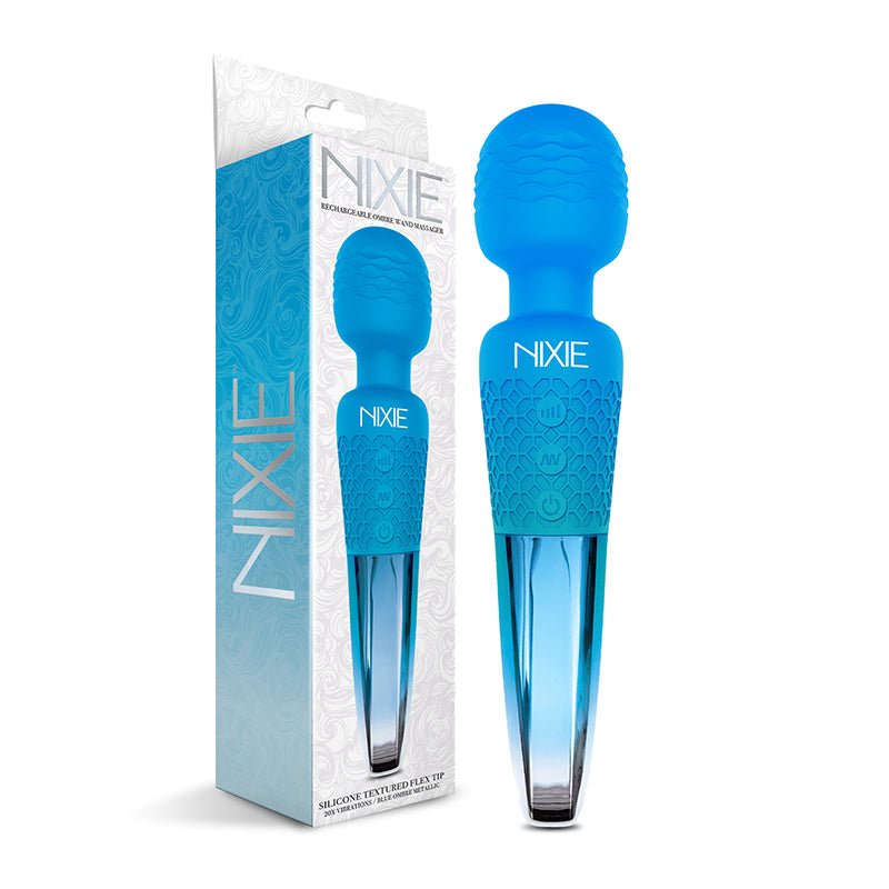 Nixie Rechargeable Wand Massager Blue Ombre Metallic - Royal Sins