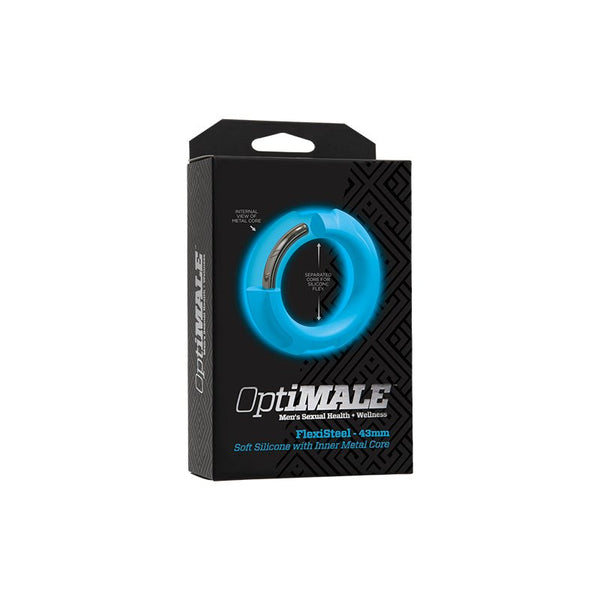 OptiMALE FlexiSteel Silicone, Metal Core Cock Ring 43 mm Blue - Royal Sins