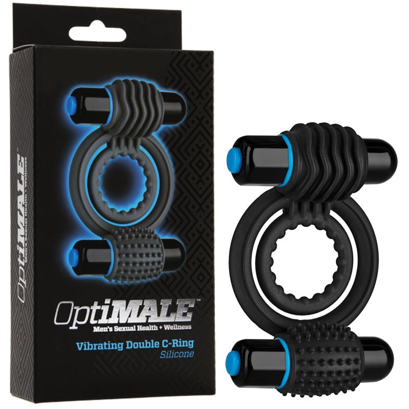 OptiMALE * Vibrating Double C - Ring Black - Royal Sins